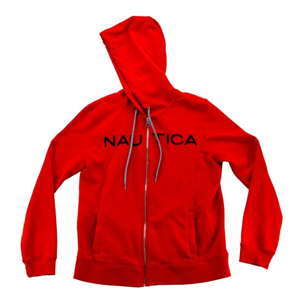 Nautica Spellout Red Zip Up Hoodie Jacket Women’s Size Medium